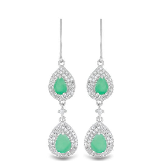 Silberohrringe mit brasilianischem Smaragd und weißem Topas