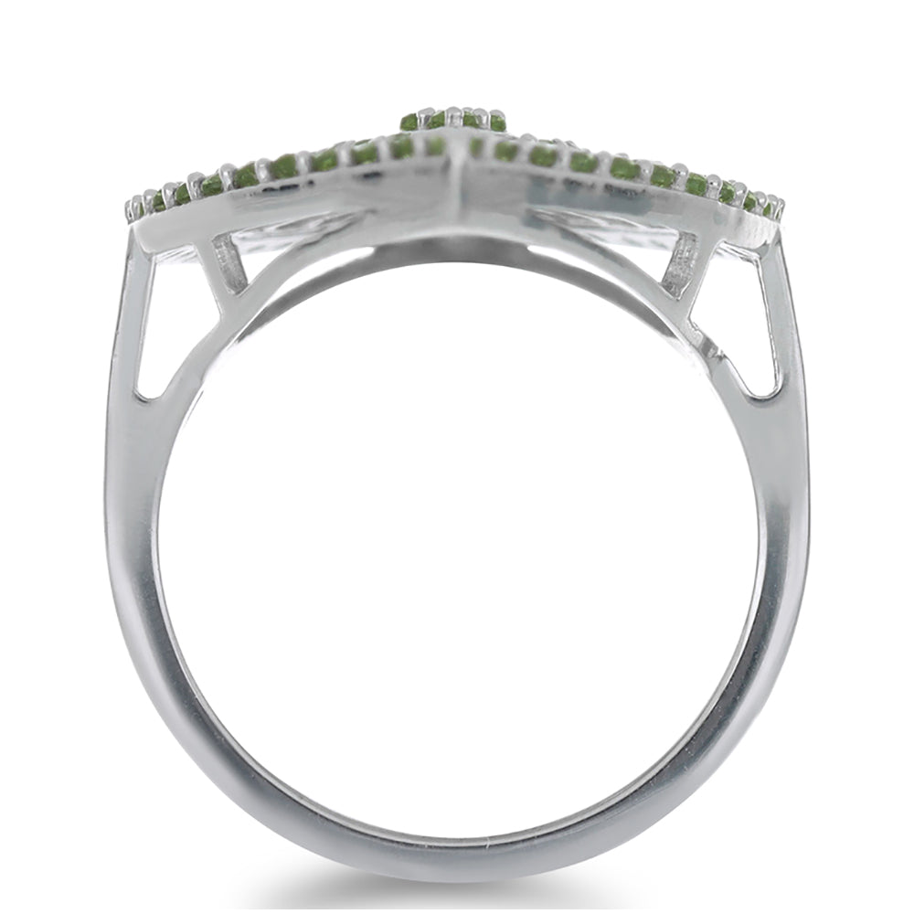 Silberring mit Peridot aus Changbai und weißem Zirkon 2 