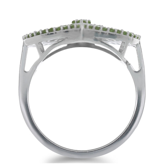 Silberring mit Peridot aus Changbai und weißem Zirkon