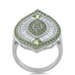 Silberring mit Peridot aus Changbai und weißem Zirkon
