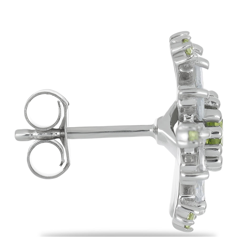 Silberohrringe mit Peridot aus Changbai und weißem Zirkon