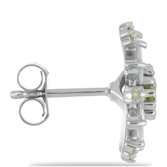 Silberohrringe mit Peridot aus Changbai und weißem Zirkon