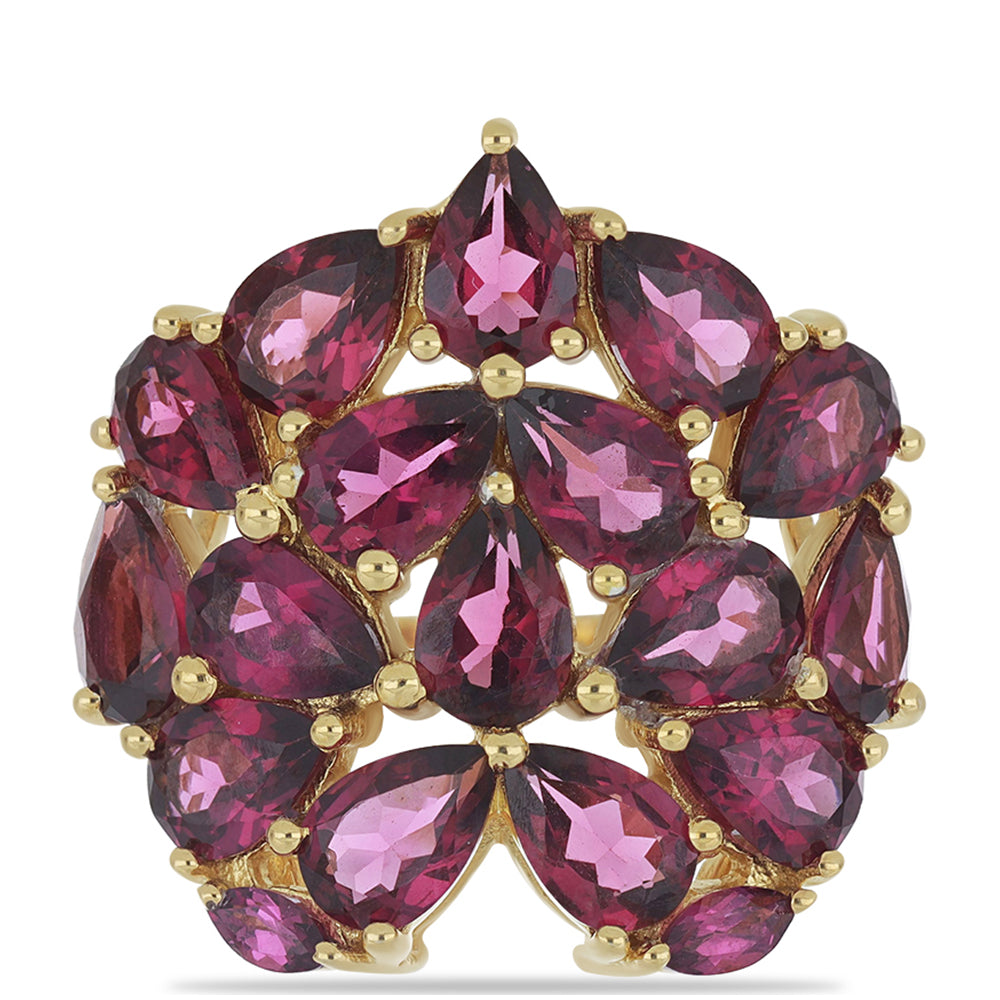 Goldplattierter Silberring mit Rhodolith aus Moatize