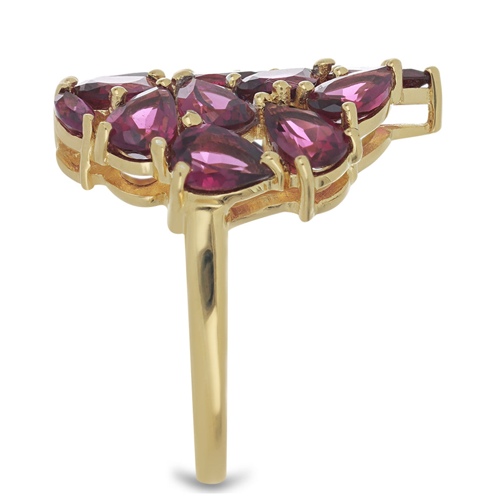 Goldplattierter Silberring mit Rhodolith aus Moatize