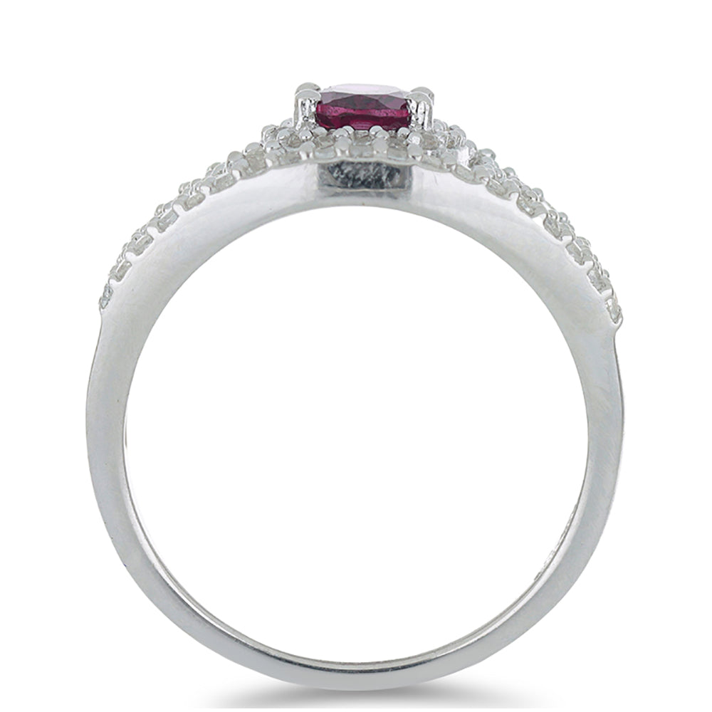 Silberring mit Rhodolith aus Moatize und weißem Topas 2 