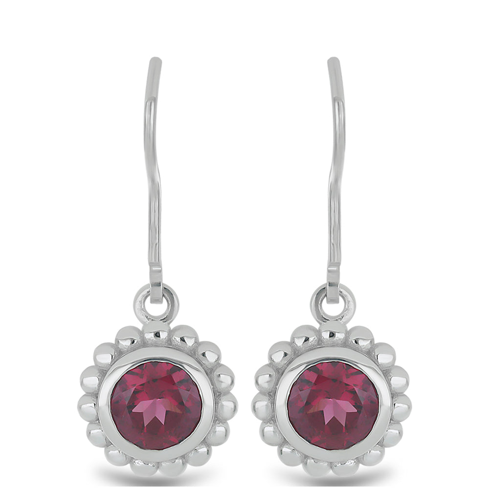 Silberohrringe mit Rhodolith aus Moatize