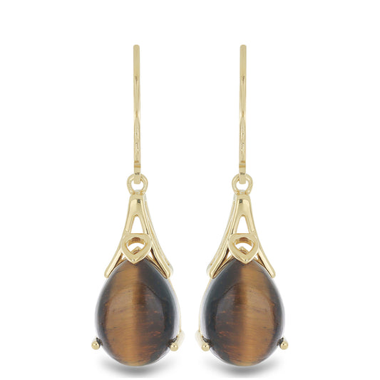 Goldplattierte Silberohrringe mit Tigerauge aus Mount Brockman