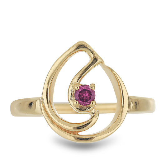 Goldplattierter Silberring mit Rhodolith aus Moatize