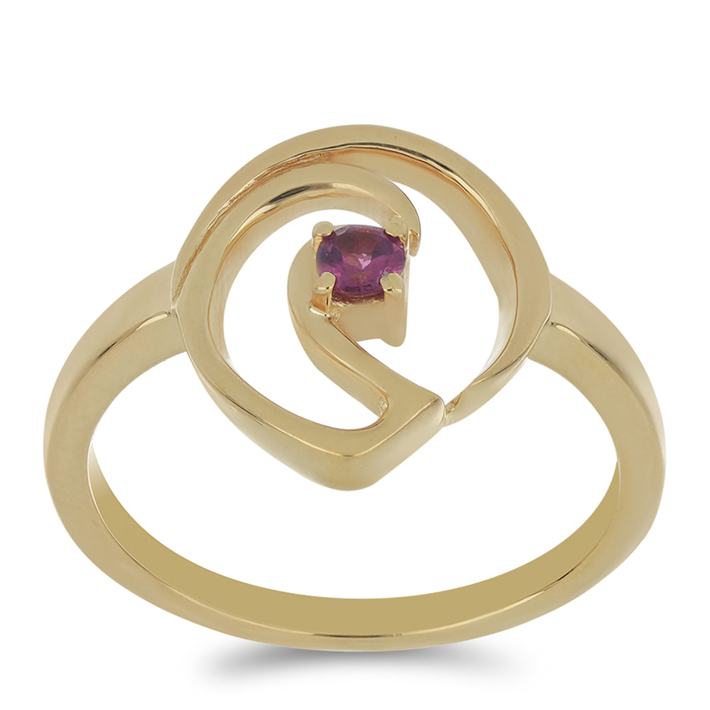 Goldplattierter Silberring mit Rhodolith aus Moatize