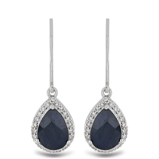 Silberohrringe mit australischem blauem Saphir und weißem Topas