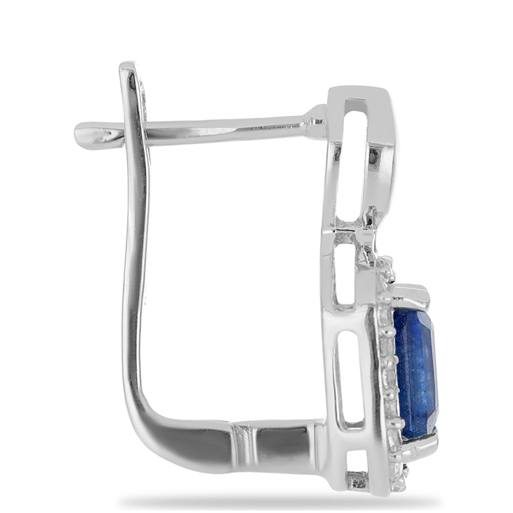 Silberohrringe mit australischem blauem Saphir und weißem Topas 2 