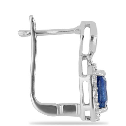 Silberohrringe mit australischem blauem Saphir und weißem Topas