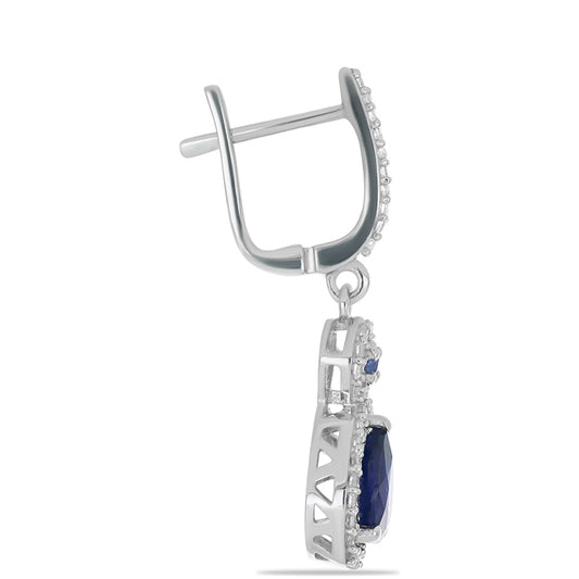 Silberohrringe mit australischem blauem Saphir und weißem Topas