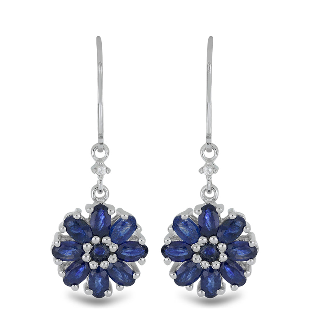 Silberohrringe mit australischem blauem Saphir und weißem Topas 1 