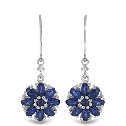 Silberohrringe mit australischem blauem Saphir und weißem Topas