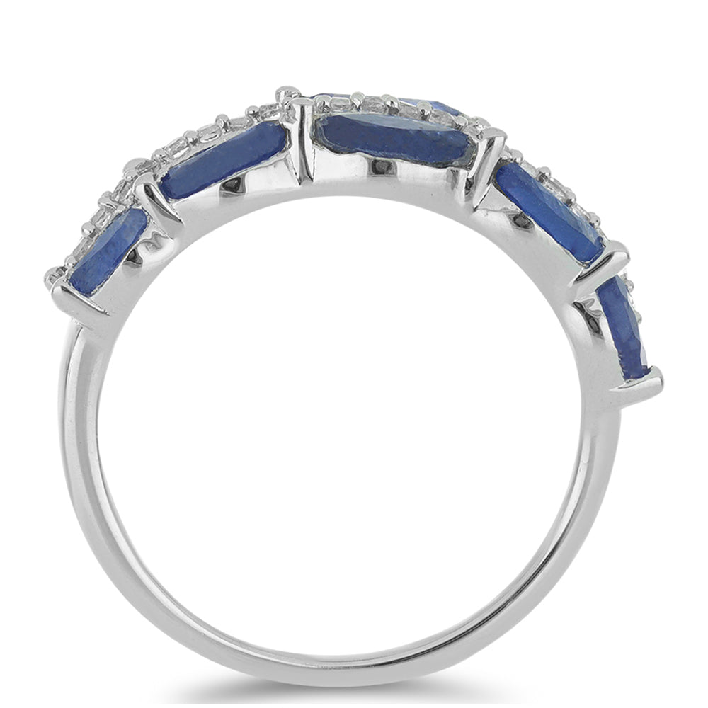 Silberring mit australischem blauem Saphir und weißem Topas