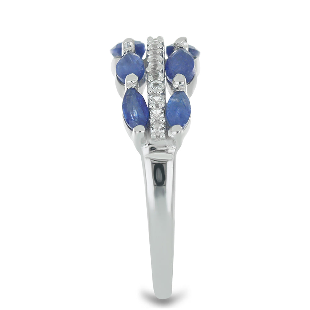 Silberring mit australischem blauem Saphir und weißem Topas 4 