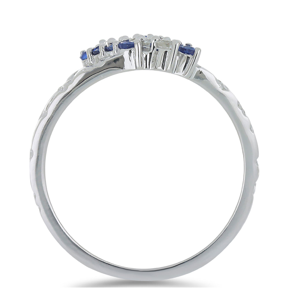Silberring mit australischem blauem Saphir und weißem Topas 2 