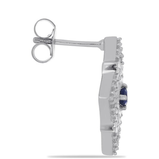 Silberohrringe mit australischem blauem Saphir und weißem Topas