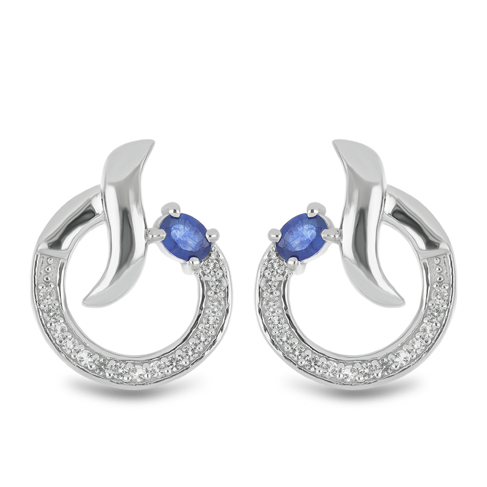 Silberohrringe mit australischem blauem Saphir und weißem Topas