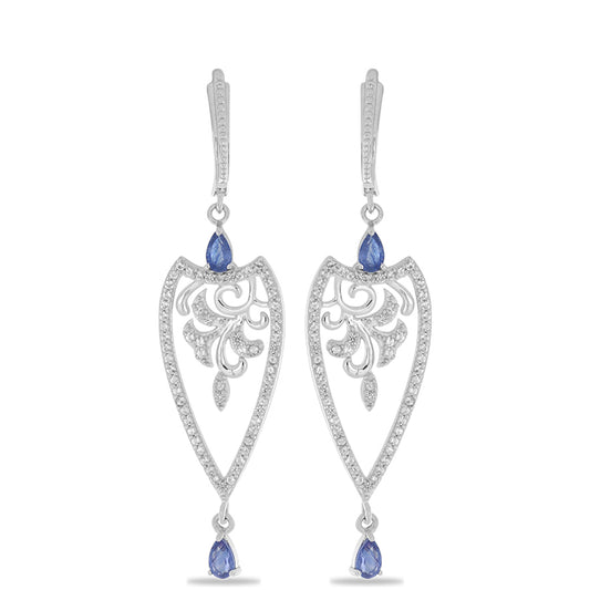 Silberohrringe mit australischem blauem Saphir und weißem Topas