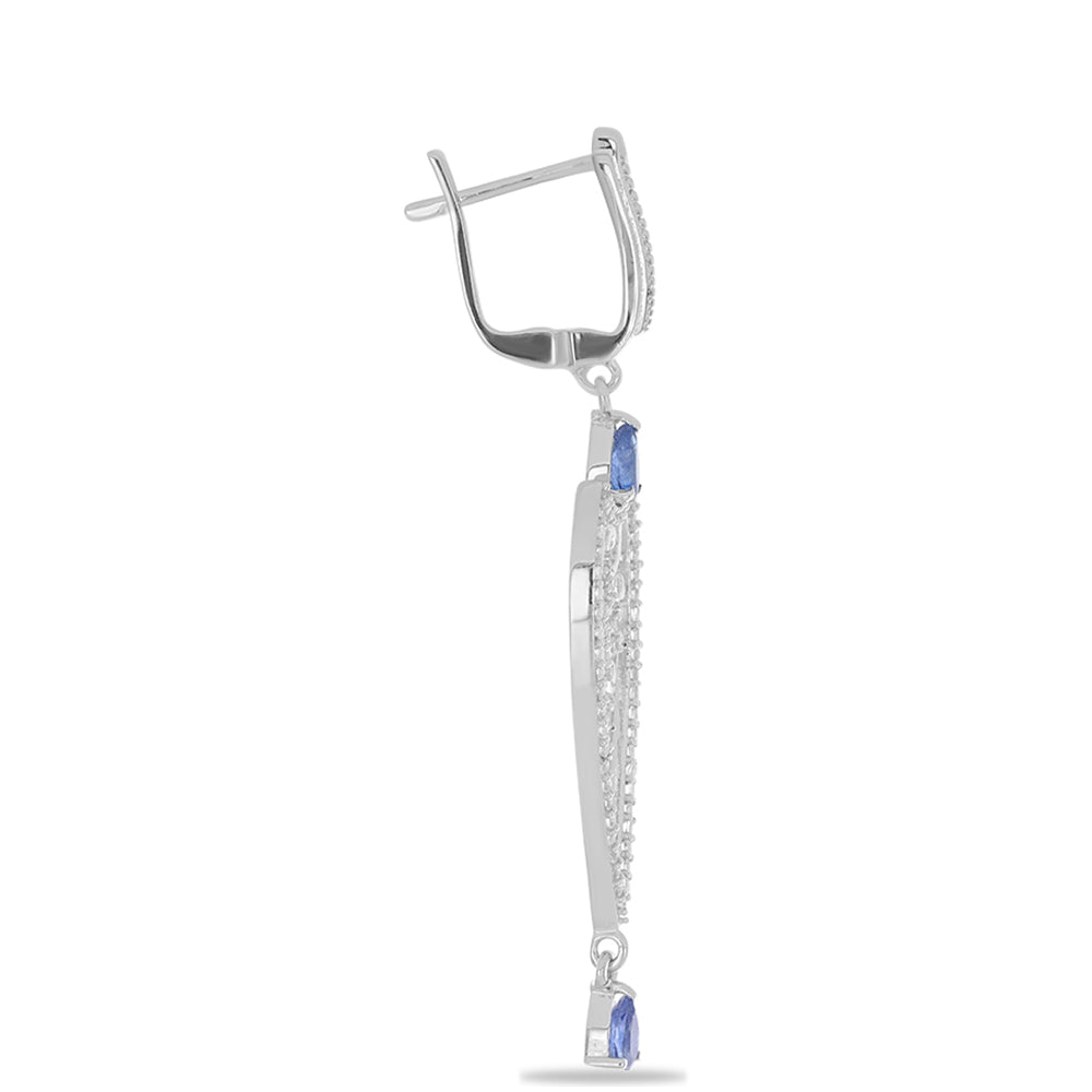 Silberohrringe mit australischem blauem Saphir und weißem Topas