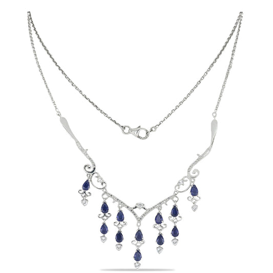 Silberhalskette mit australischem blauem Saphir und weißem Topas