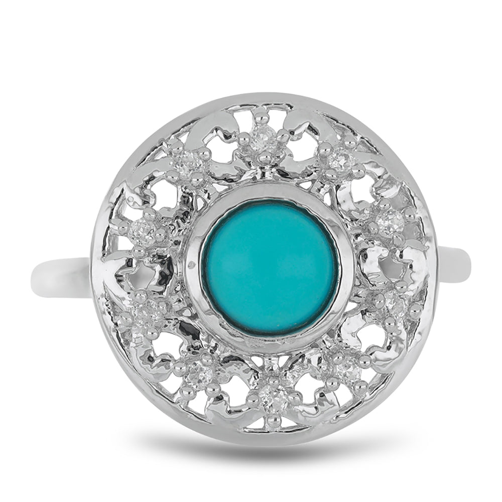 Silberring mit Dornröschen Türkis und weißem Topas 1 
