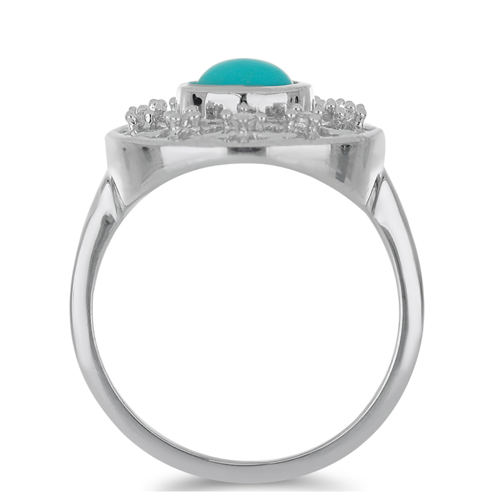 Silberring mit Dornröschen Türkis und weißem Topas 2 