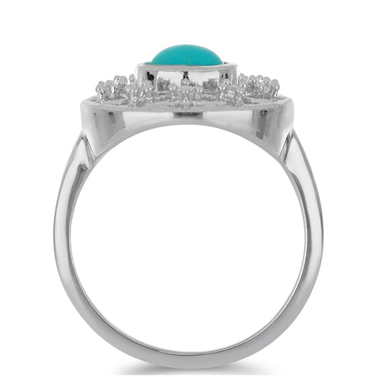 Silberring mit Dornröschen Türkis und weißem Topas