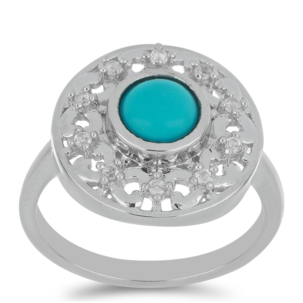 Silberring mit Dornröschen Türkis und weißem Topas 3 