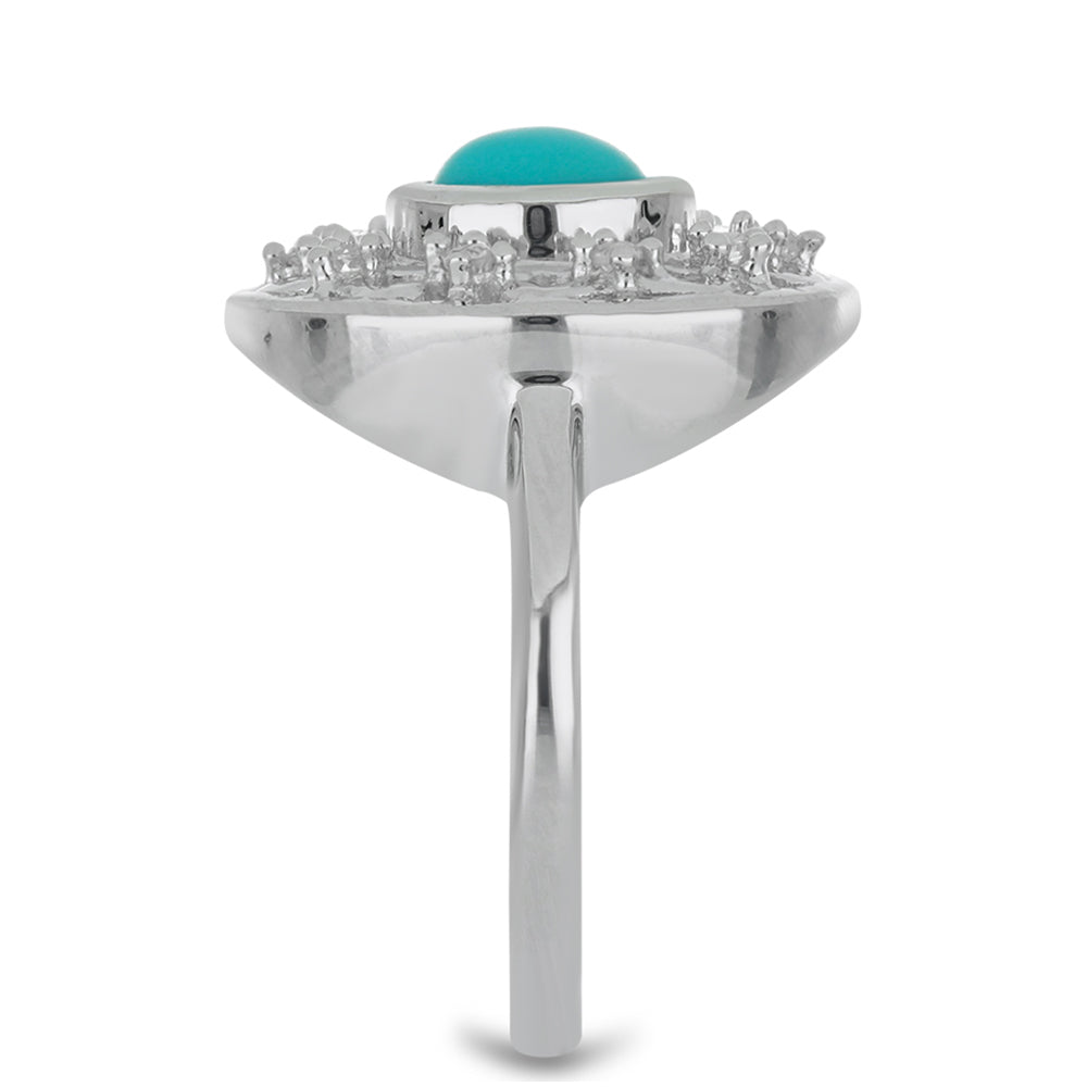 Silberring mit Dornröschen Türkis und weißem Topas 4 