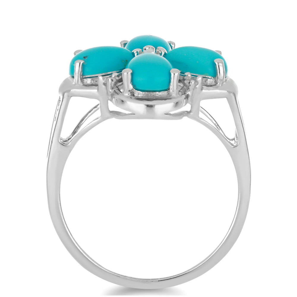 Silberring mit Dornröschen Türkis und weißem Topas