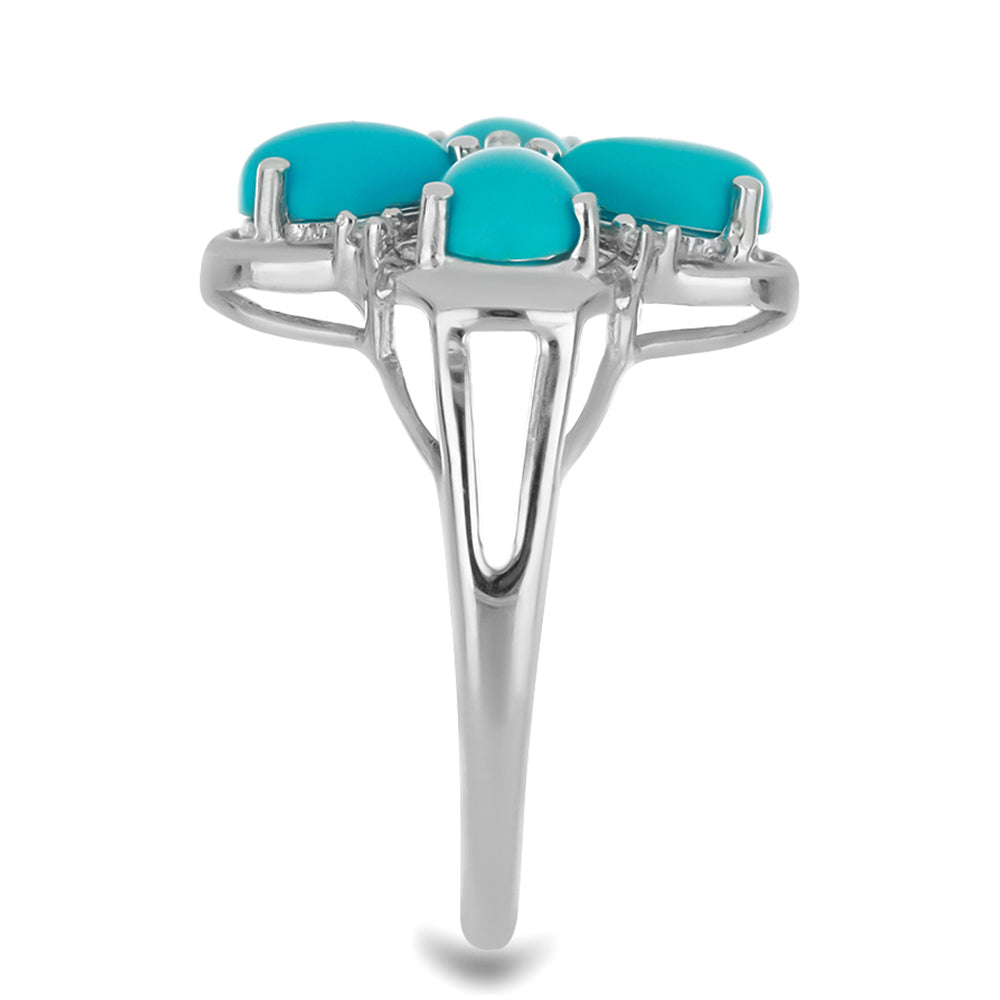 Silberring mit Dornröschen Türkis und weißem Topas 4 