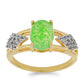 Goldplattierter Silberring mit grünem Jadeit und weißem Topas