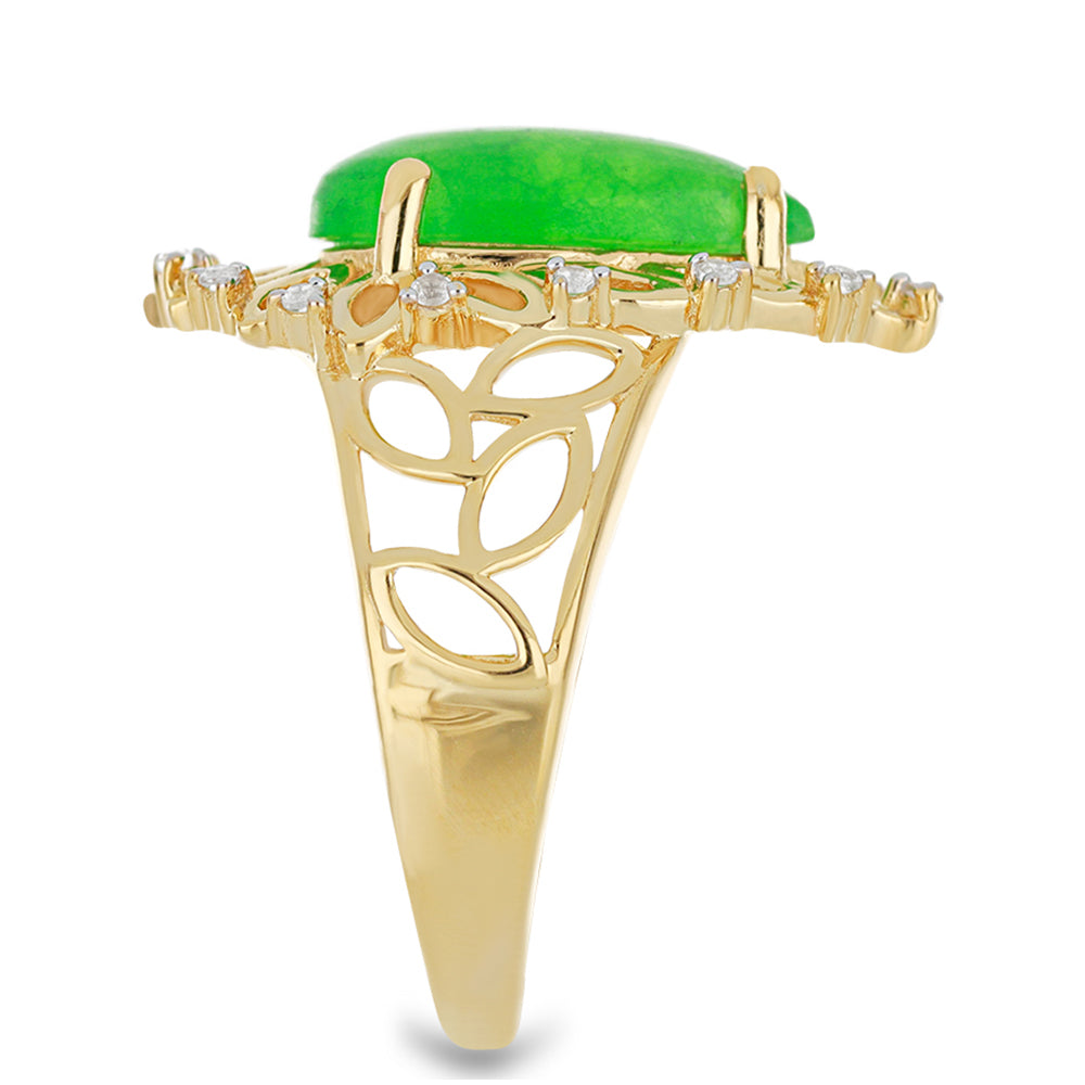 Goldplattierter Silberring mit grünem Jadeit und weißem Topas 4 