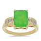 Goldplattierter Silberring mit grünem Jadeit und weißem Topas