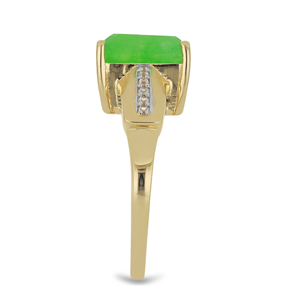 Goldplattierter Silberring mit grünem Jadeit und weißem Topas 4 