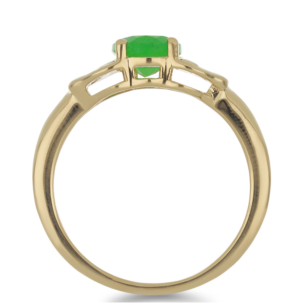 Goldplattierter Silberring mit grünem Jadeit 2 