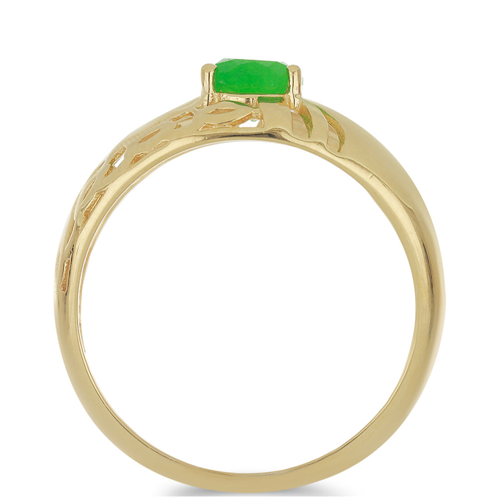 Goldplattierter Silberring mit grünem Jadeit 2 