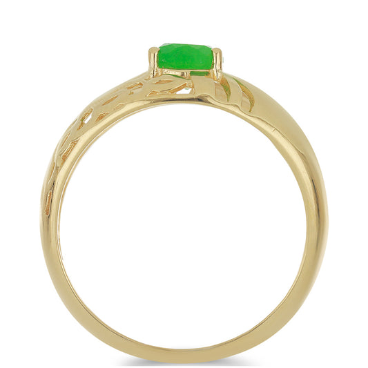 Goldplattierter Silberring mit grünem Jadeit