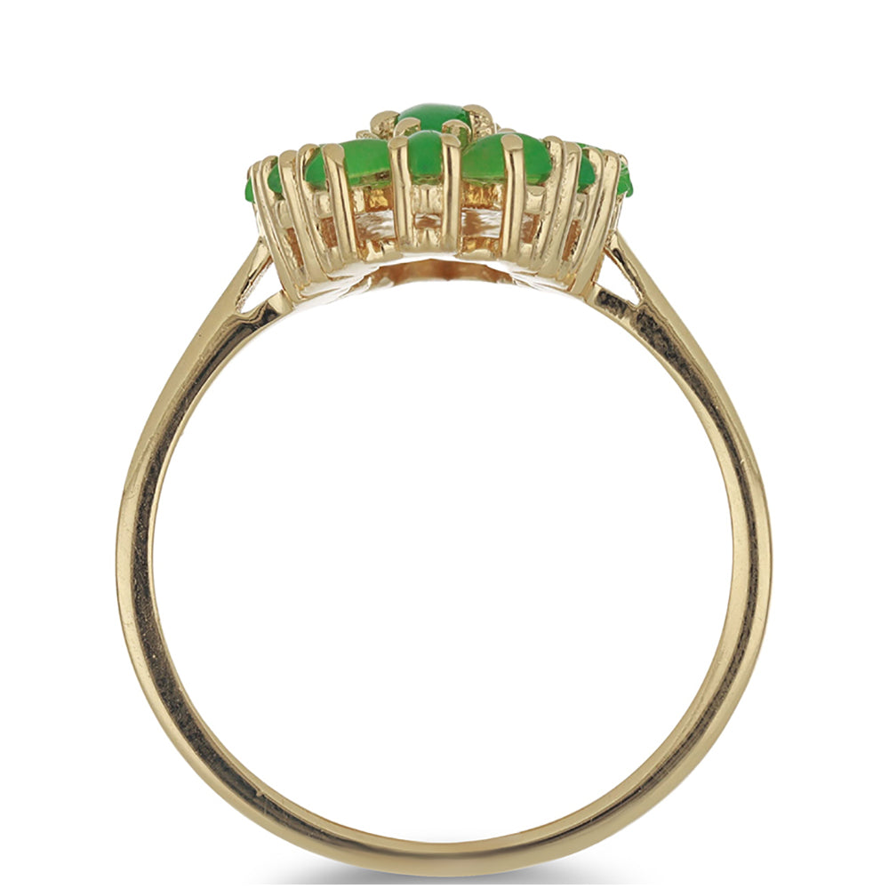 Goldplattierter Silberring mit grünem Jadeit und weißem Topas 2 