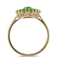 Goldplattierter Silberring mit grünem Jadeit und weißem Topas