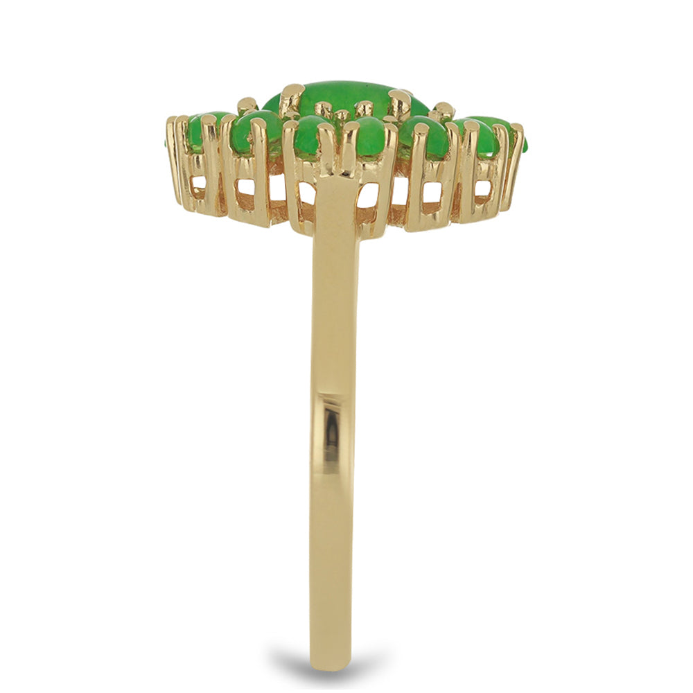 Goldplattierter Silberring mit grünem Jadeit und weißem Topas 4 