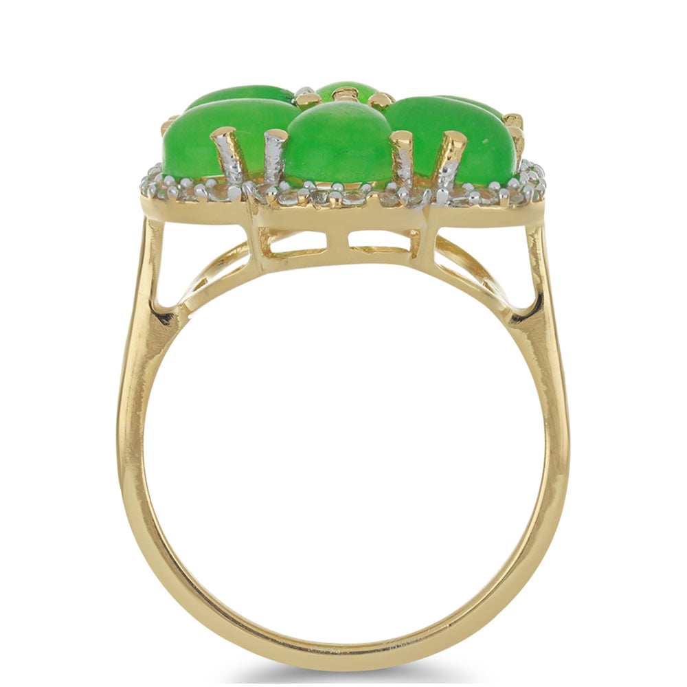 Goldplattierter Silberring mit grünem Jadeit und weißem Topas 2 