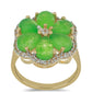 Goldplattierter Silberring mit grünem Jadeit und weißem Topas