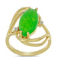 Goldplattierter Silberring mit grünem Jadeit und weißem Topas