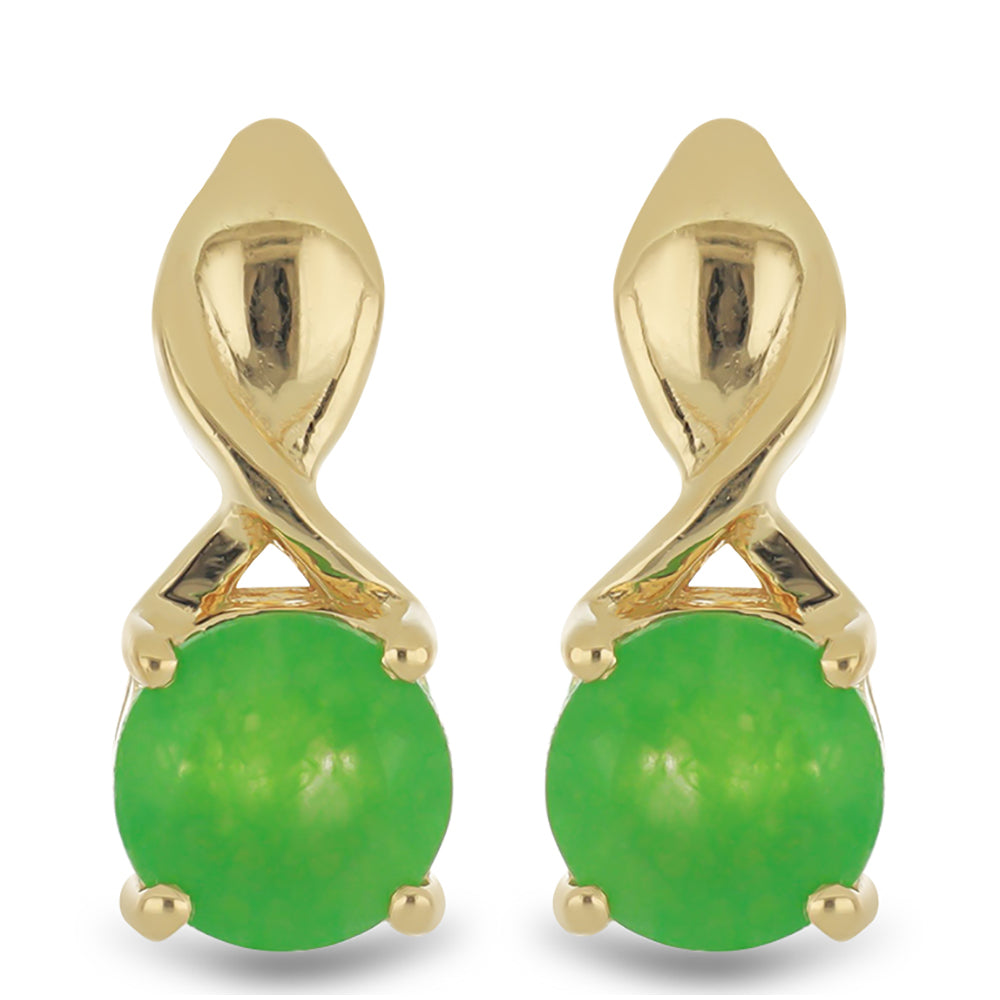 Goldplattierte Silberohrringe mit grünem Jadeit 1 