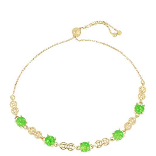Goldplattiertes Silberarmband mit grünem Jadeit