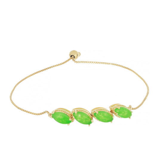 Goldplattiertes Silberarmband mit grünem Jadeit